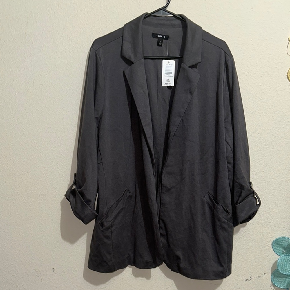 Torrid Gray Jersey Blazer Relaxed Fit Suit Jacket / Sz 2 (2X)